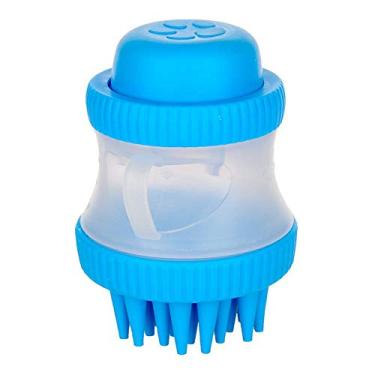 Imagem de Aolvo Pet Massager Shampoo Escova para Cães e Gatos, Scrubber de Silicone Macio para Animais de Estimação com Recipiente de Condicionador, Pente de Lavar Escova de Banho de Cão, Escova