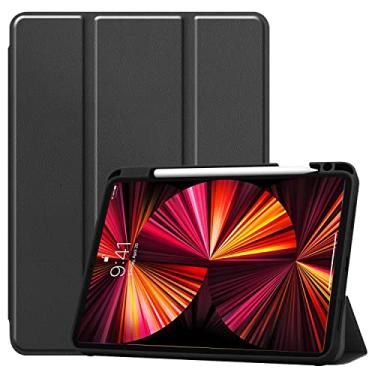Imagem de Maxgood Capa Smart Case Compatível Ipad Pro 11'' 2018-2022 A1980;AA2228;A2377 M1;A2759 M2 (Preto) Leve, PU de qualidade,Anti-impressões digitais,Resistente a arranhões,Com suporte caneta