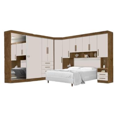 Imagem de Dormitório Completo Georgia Para Cama Box Casal 1,38m Jequitibá/Off White J&A