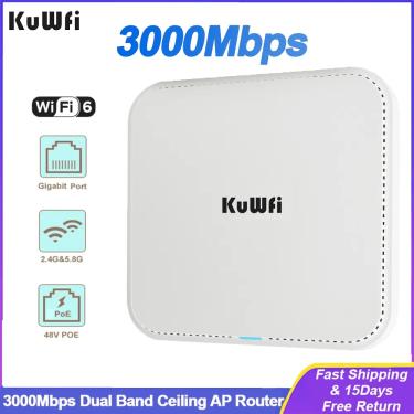 Imagem de KuWfi-Roteador AP sem fio de banda dupla  3000Mbps  2.4G  5G  WiFi6  Ponto de acesso  Gigabit WAN