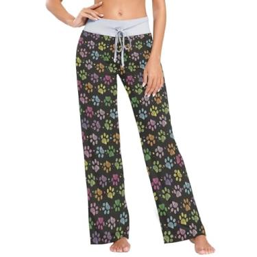 Imagem de KLL Calças de pijama leves com estampa de patas fofas para mulheres calças de pijama femininas para presentes de primavera e Natal PP, Estampa de patas fofas, M