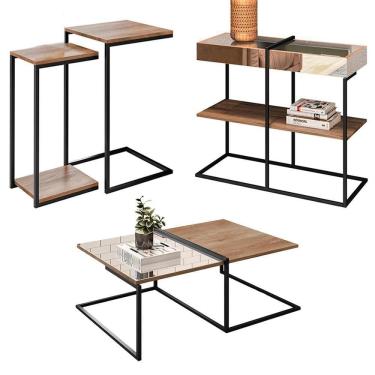 Imagem de Aparador Mesa Lateral E Centro Aurum Demolição Preto Dhom Demolição Preto