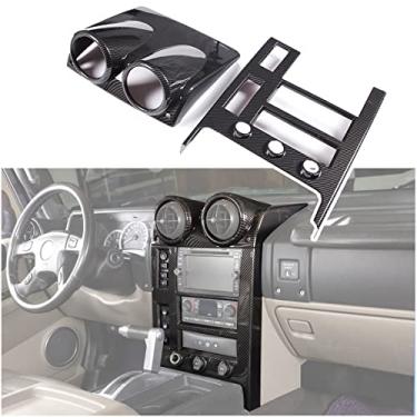 Imagem de Capa de acabamento de painel de console central adequada para Hummer H2 2003-2007, acabamento de adesivo de moldagem de moldura de painel de ventilação A/C, 2 peças (padrão de fibra de carbono preto)