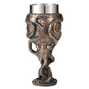 Imagem de Goblets de resina Steampunk Polvo de latão com grampo para esfera de banho 3,5 x 7,25 x 3,5 polegadas Bronze