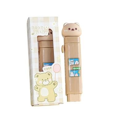 Imagem de 2 peças - Borracha push-pull estilo desenho animado com núcleo substituível sem deixar marcas, borracha modificada - coração de pêssego pequeno urso marrom