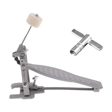 Imagem de Dynwave Pedal de tambor baixo único pedal de pontapé de corrente, peças de reposição, instrumento de percussão portátil único pé pontapé para bateristas, argento