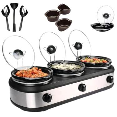 Imagem de Rechaud Elétrico Triplo com 3 Panelas, Buffet Slow Cooker, 220V