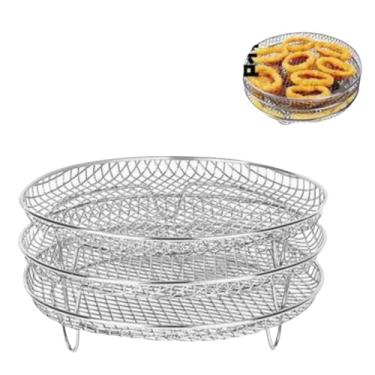 Imagem de Acessórios para fritadeira a ar, três prateleiras empilháveis para fritadeira a ar Gowise Phillips USA Cozyna Ninjia Airfryer, rack de fritadeira a ar serve para todas as fritadeiras a ar de 4,2 QT -