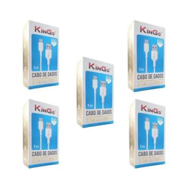 Imagem de Kit 5 Cabos Usb-C Kingo Branco 1M 2.1A Para Galaxy A31