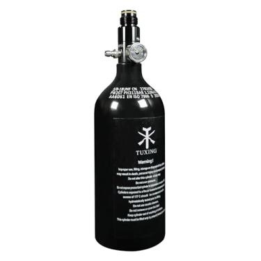 Imagem de TUXING Tanque de paintball HPA de ar comprimido de alumínio 48/3000 com regulador para rifle de ar e airsoft PCP, tanque vazio (tomada de garrafa de alumínio de 0,75 L 800 psi)