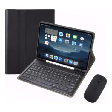 Imagem de Capa Tablet Com Magnética e Removível Teclado e Mouse Bluetooth， Capa Para iPad Pro 12.9 Polegadas (Preto)