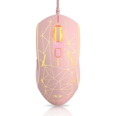 Imagem de MageGee Mouse para jogos G6 com fio, mouse óptico USB ergonômico com 7 cores de LED de respiração retroiluminado, 6 níveis de velocidade ajustáveis de 600 a 3200 para laptop, PC, jogos e trabalho,