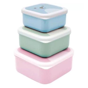 Imagem de Kit 3 Potinhos com Tampa Variados Gumy Buba, Rosa