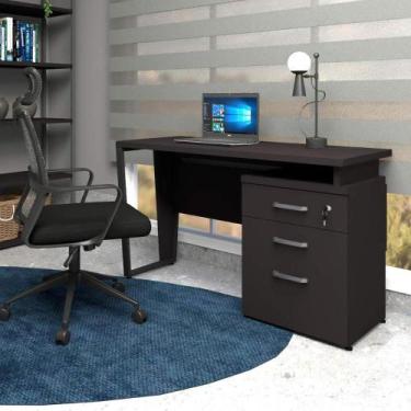 Imagem de Mesa de Escritório 1,20m com Gaveteiro 3 Gavetas Pre F5 - F5 Office G,
