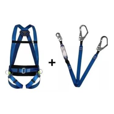 Imagem de KIT Cinto 3 Pontos E Talabarte Com ABS Y Altura Segurança EPI Cor Azul