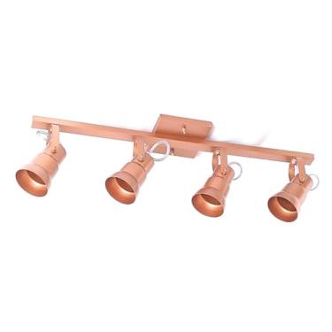 Imagem de Luminária Spot de Trilho com 4 Lâmpadas - 66x19 - Direcionáveis Alumínio E27 Luminária Spot (COBRE)