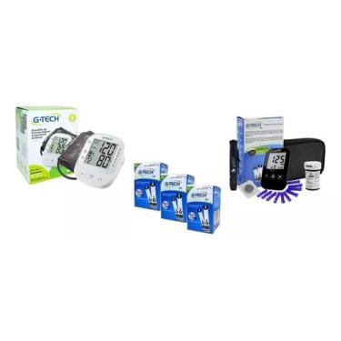 Imagem de Kit Enfermagem Medidor Pressão + Aparelho Glicose 150tiras - G-tech