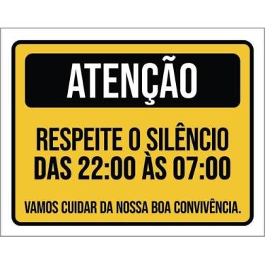 Imagem de Kit 3 Placas Cuidado Respeite O Silêncio Boa Convivência - Sinalizo