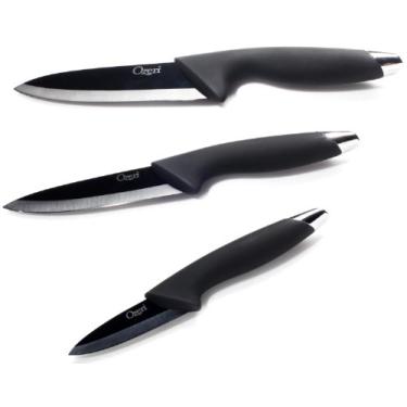 Imagem de Ozeri Elite Chef Conjunto de 3 facas de cerâmica preta, 32 x 19 x 2,5 cm