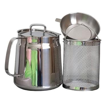 Imagem de Panela de filtro de óleo de aço inoxidável 304 com rede de fritura, 1,927 g/2L (brilhante 2L)