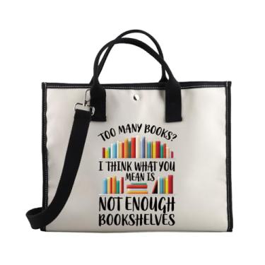 Imagem de BDPWSS Sacola para amantes de livros para ler muitos livros? I Think What You Mean Is Not Enough Bookshelf Reading Lover Handbag, Too Bookshelf Te