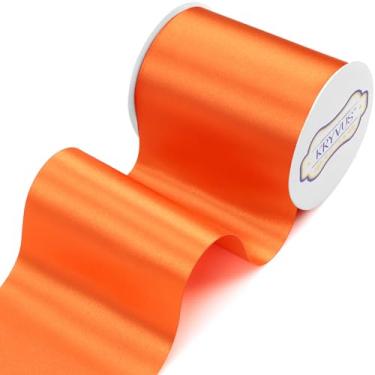 Imagem de Kryvus Fita de cetim laranja sólida de 10 cm x 22 metros de largura para cerimônia de corte, grande abertura, faixa de cadeira de casamento, decoração de carro, laços de cabelo, embrulho de presente,