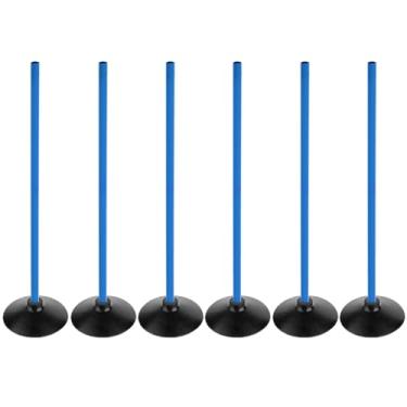 Imagem de ASENVER Conjunto de bastões de agilidade de futebol azul destacáveis para treinamento esportivo mastro slalom com base de borracha equipamento de traning esportivo (3,3 pés, pacote com 6)
