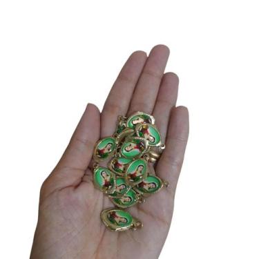Imagem de Kit 100 Medalhas Santa Luzia Resinada 2cm Dourada - caf