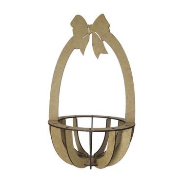 Imagem de Kit 3 Cesto Vazado com Alça e Laço Páscoa 32x18 Madeira Mdf - ATACADÃO