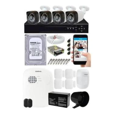 Imagem de Kit Alarme Residencial Sem Fio + Kit 4 Câmeras Hd 720p Infra - Protec/