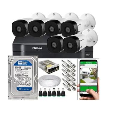 Imagem de Kit 6 Câmeras Intelbras Multi Hd Dvr 8 Canais Intelbras C/Hd 320gb