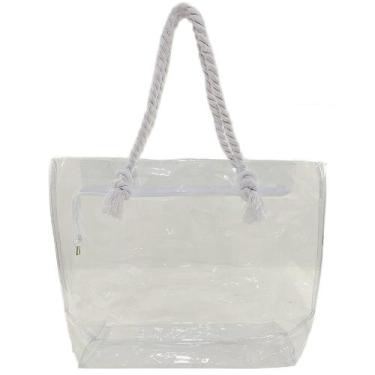 Imagem de Bolsa Transparente Casual Praia Mercado Jumbo Verão Resistente Reforça