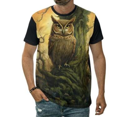 Imagem de Camiseta Coruja Em Tronco De Árvore Ave De Rapina Animal - Darkwood, 1