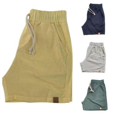 Imagem de Kit 4 Shorts Mauricinho Plus Size Fio Tinto Linho 3 Bolsos - C&C, Am, 