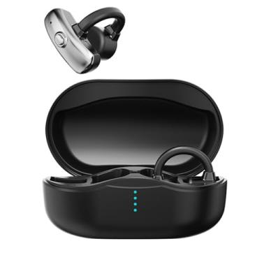 Imagem de Fones de ouvido de condução óssea, TWS Open Ear Clip Fone de ouvido sem fio Bluetooth com microfone para todos os telefones (Preto)