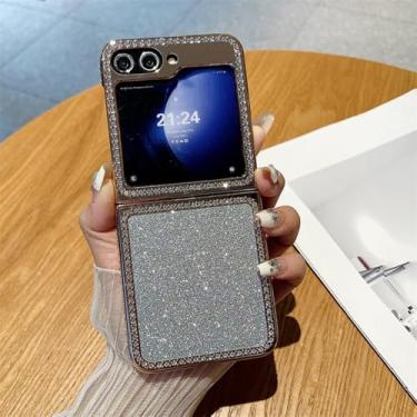 Imagem de Capa de diamante de luxo para Samsung Galaxy Z Flip 6 5 5G ZFlip6 Flip6 Flip5 Glitter dobrável à prova de choque capa de plástico rígido, prata branco 25, para Samsung Z Flip 5
