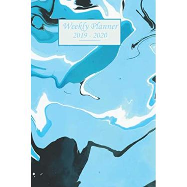 Imagem de Weekly Planner 2019-2020: Monthly Schedule - 1 week at a glance - Calendar Checklists & Notes Daily To Do’s Academic Organizer Notebook Agenda ... Acrylic Colors Watercolors Blue Turquoise