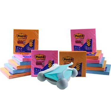 Imagem de Post-it (R) Dispensador de notas pop-up Jax-330 com notas coloridas de brilho elétrico, branco/notas de cores sortidas, pacote com 14 notas