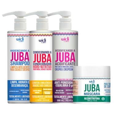 Imagem de Kit Juba Shampoo + Condicionador + Acidificante + Mascara Reconstrução Capilar Vegano Widi Care