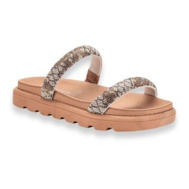 Imagem de Papete Vizzano Tratorada Tira Larga Feminina Cristal Nude, Branco off,