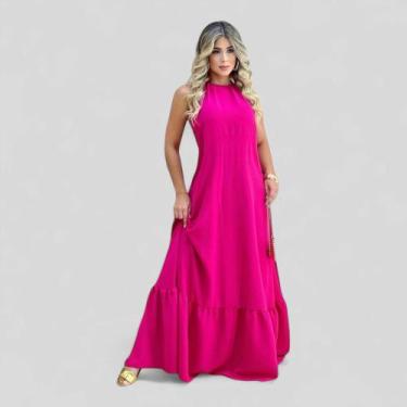 Imagem de Vestido Longo Frente Única Noivado Casamentos Festas - CCS MANIA, Pink