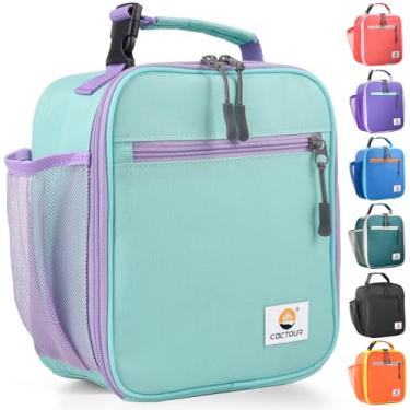 Imagem de Lancheira infantil CaCTOUR, lancheira com isolamento premium para meninas e meninos, bolsa macia, mini cooler, lancheira térmica volta às aulas reutilizável para trabalho, escola piquenique (verde