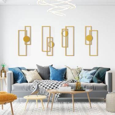 Imagem de Art3d Arte de parede de metal, decoração de parede abstrata de 4 peças para sala de estar sala de jantar corredor, esculturas de parede de metal texturizado 3D, decoração de parede de arte de linha,