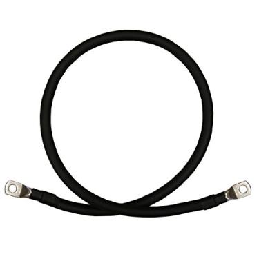 Imagem de WindyNation 2 AWG 2 Gauge Single Black 45.7 cm w/3/8 Lugs Cabos inversores de bateria PowerFlex de cobre puro para Solar, RV, Auto, Carro Marítimo, Barco