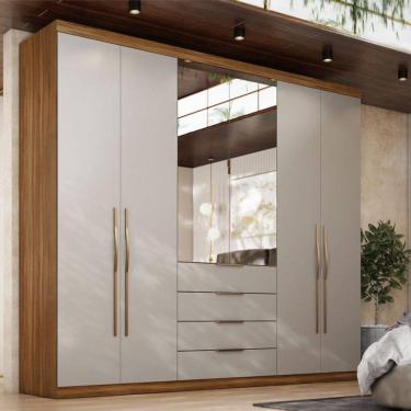 Imagem de Guarda Roupa Casal Ambiente Giardino 6 Portas Amêndola Nude Prime TX com Espelho - Demóbile