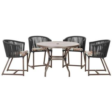 Imagem de Mesa com 4 Cadeiras de Jantar Roma 100cm e Noronha em Aluminío Marrom 