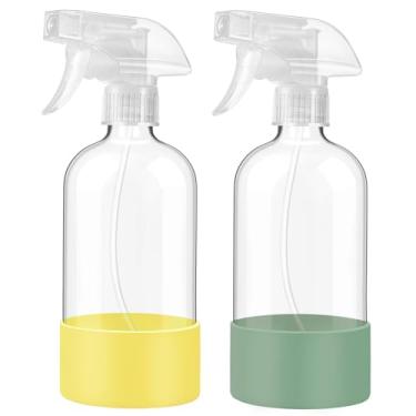 Imagem de JohnBee Frascos de spray de vidro com manga de silicone, pacote com 2 recipientes vazios recarregáveis de 40 ml com bicos de spray ajustáveis, frascos de spray para cabelo, soluções de limpeza e