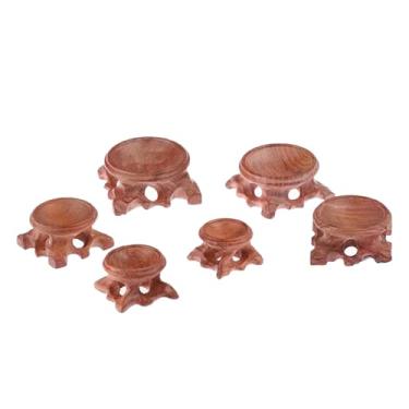 Imagem de Milageto 6 Peças Base de Suporte de Madeira, Suporte de Ovo de Pequeno Colecionável Decorativo Esfera Globe Stone Stand para Decoração de