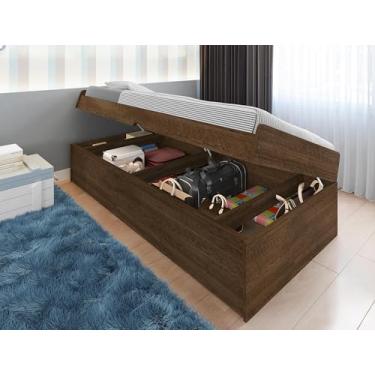 Imagem de CAMA SOLTEIRO COM BAÚ EMBUTIDO EM MDF RESISTENTE MALBEC