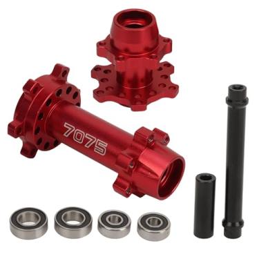 Imagem de Zaweliyo Alumínio Hubs Hexadecimal para Bicicletas Elétricas de 1/4 de Escala - Cubo da Roda Dianteira/traseira CNC Com Rolamentos, Atualização do Losi Promoto MX (Vermelho)